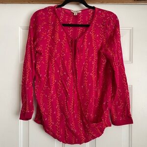 Lucky Brand Vibrant Pink and Orange Blouse, Sz Small